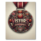 Vintage Crimson Basketball Medal Emblem Rug