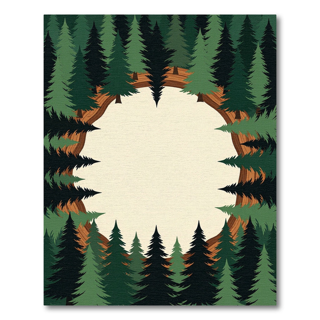 Earthy Pine Forest Circular Wood Ring Rug