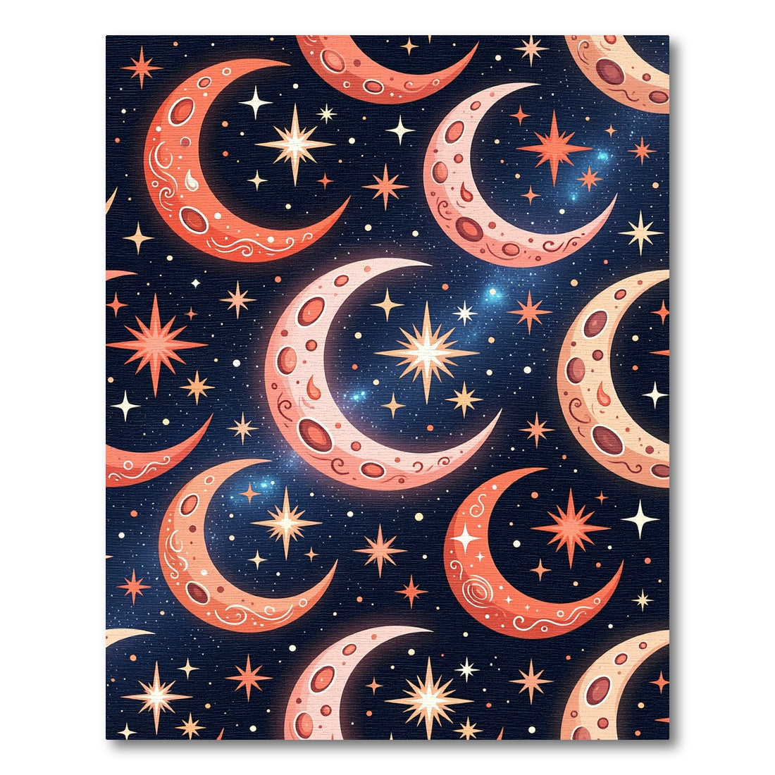 Orangey Pink Cresent Moons Stars Rug