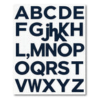 Modern Navy Alphabet Typography Statement Art Rug