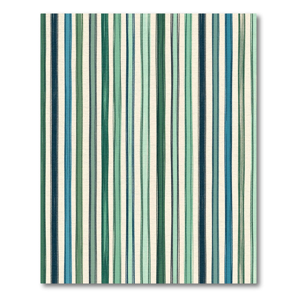 Verdant Blue Linear Brushstroke Stripe Rug