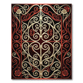 Red Cream Scrollwork Rose Garden Gate Rug