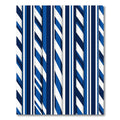 Navy Blue White Striped Geometric Rug