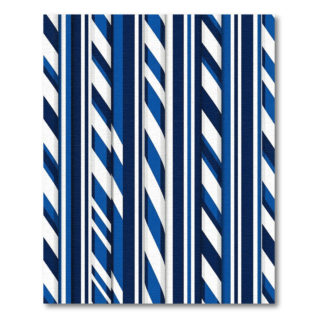 Navy Blue White Striped Geometric Rug