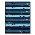 Navy Blue Golden Distressed Horizontal Stripes Rug