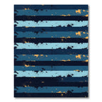 Navy Blue Golden Distressed Horizontal Stripes Rug