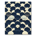 Elegant Navy and Cream Scallop Fan Rug