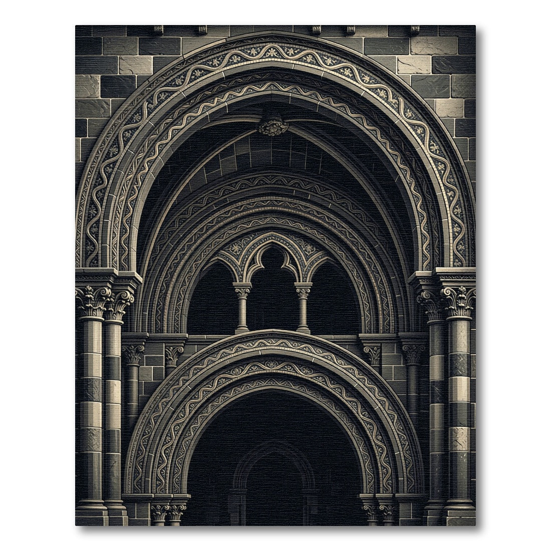 Gothic Gray Arched Stone Rug