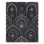 Gothic Arched Celestial Midnight Silver Tapestry Rug