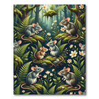 Whimsical Woodland Mouse Botanical Forest Rug