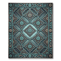 Ornate Teal Floral Arabesque Overlay Rug