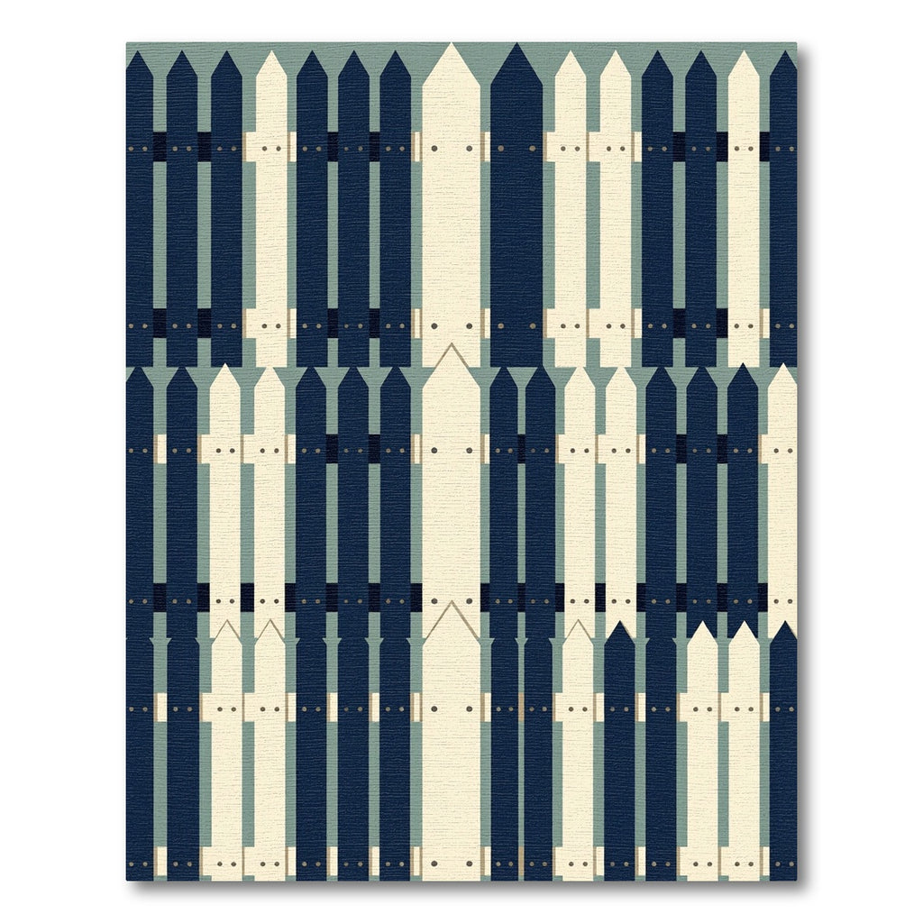 Modern Navy and Cream Picket Fence Rug