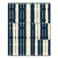 Modern Navy and Cream Picket Fence Rug