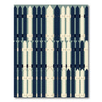 Modern Navy and Cream Picket Fence Rug