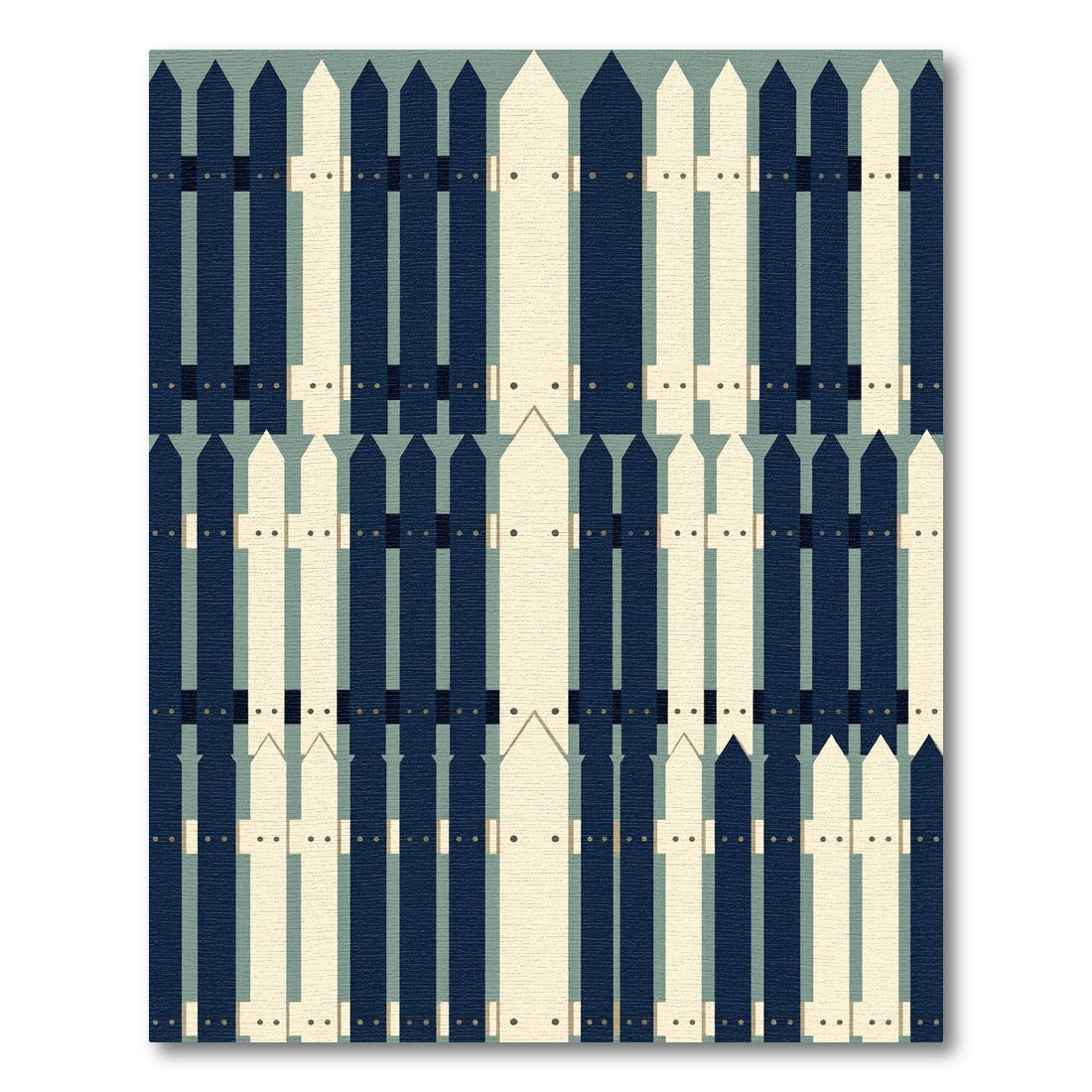 Modern Navy and Cream Picket Fence Rug