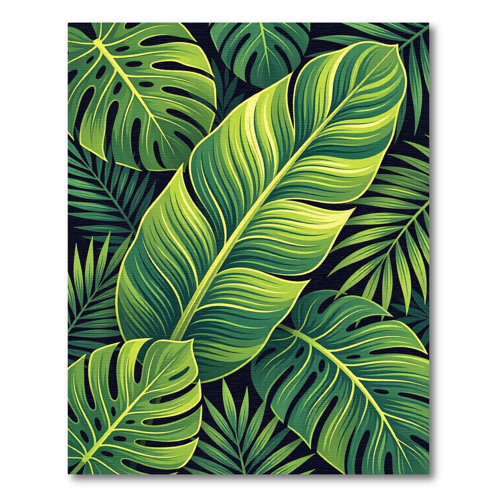 Emerald Verdant Jungle Leaf Arrangement Rug