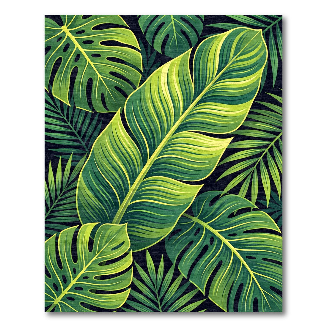 Emerald Verdant Jungle Leaf Arrangement Rug