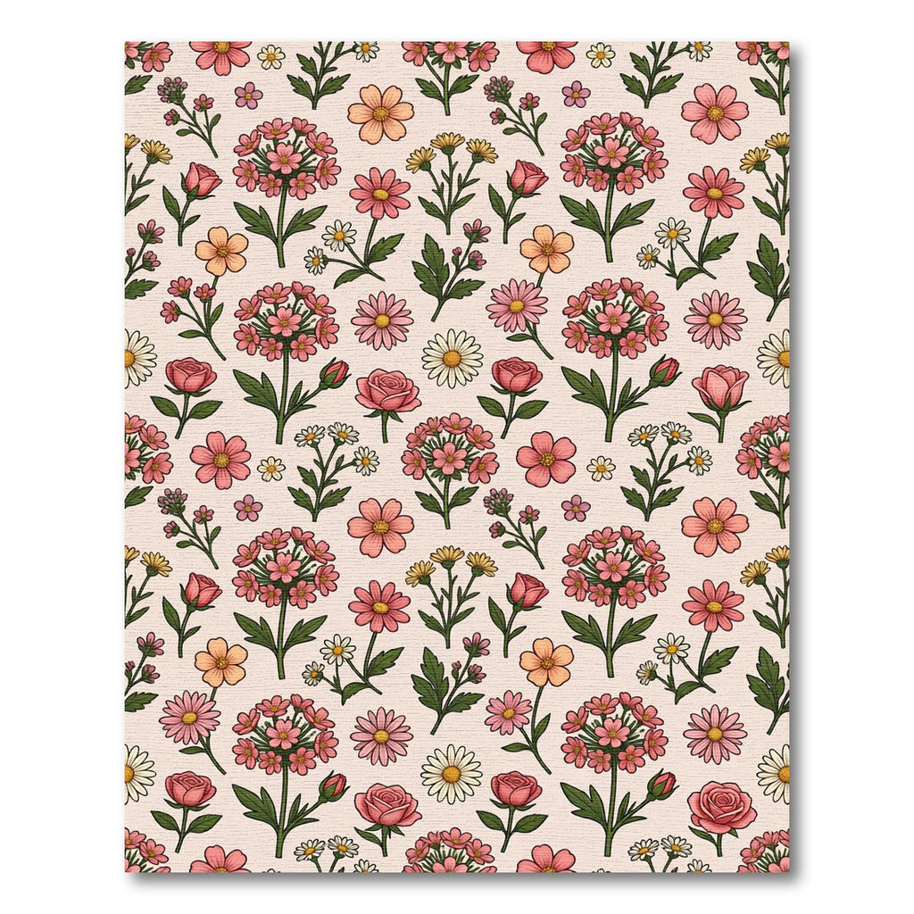 Pink Peach Floral Garden Whimsy Rug