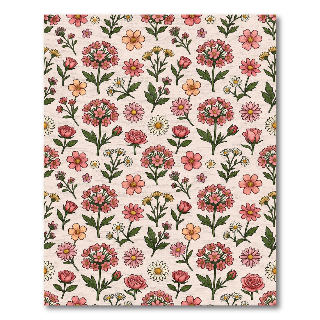 Pink Peach Floral Garden Whimsy Rug