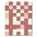 Minimalist Terracotta and Blush Geometric Grid Rug