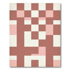 Minimalist Terracotta and Blush Geometric Grid Rug