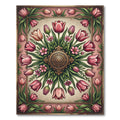 Vintage Rose Tulip Floral Medallion Rug