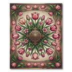 Vintage Rose Tulip Floral Medallion Rug