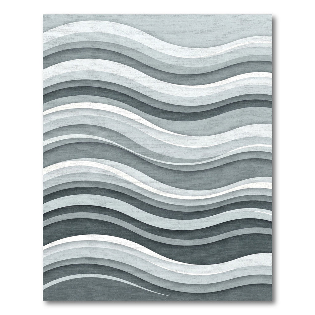 Modern Gray Wave layered Rug