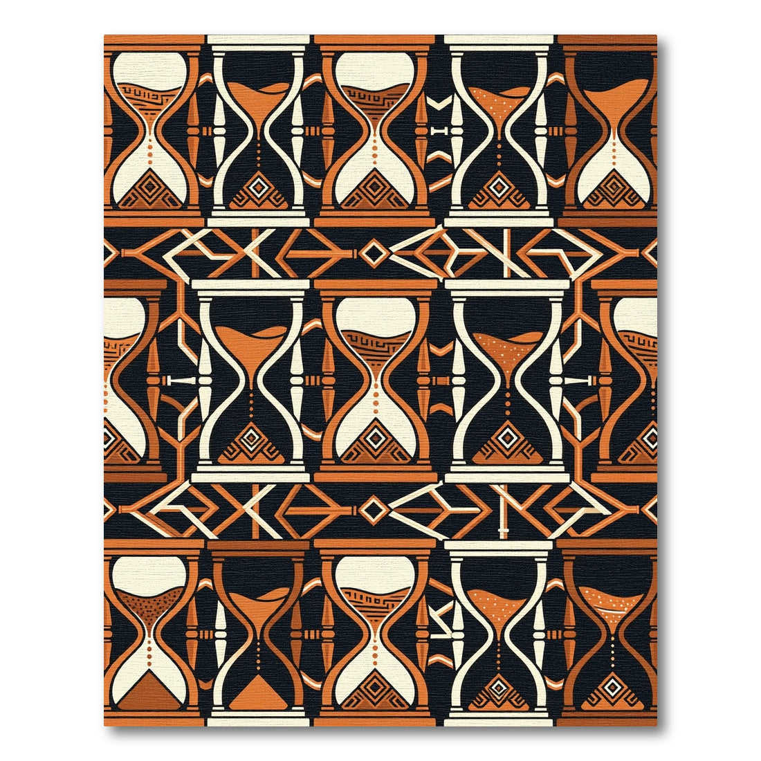 Abstract Hourglass Tile Geometric Ochre Rug