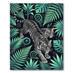 Jungle Tigers Lush Green Ferns Rug