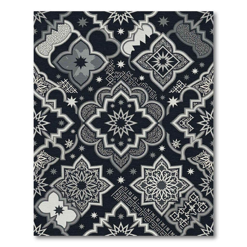 Monochromatic Arabesque Starburst Medallion Rug