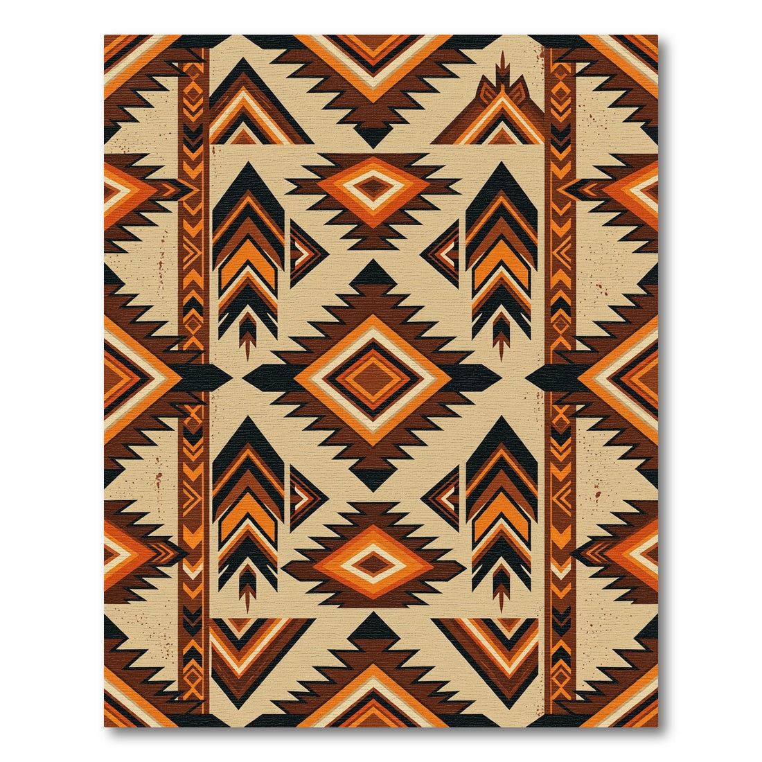 Geometric Southwest Ochre And Espresso Mountain Rug