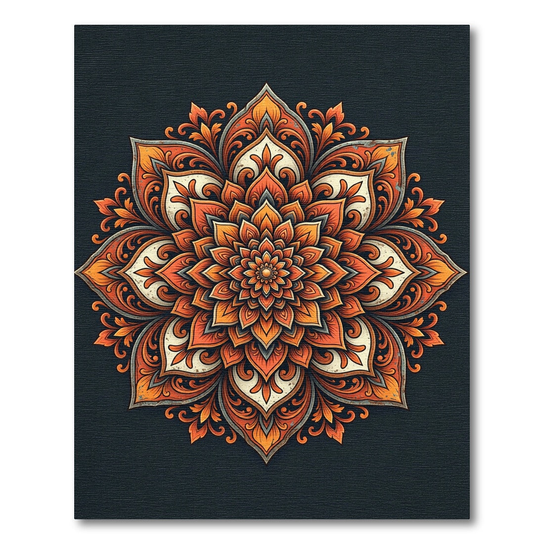 Vibrant Orange Floral Sunburst Rug
