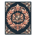 Crimson Ornate Crest Leaf Arrangement Rug