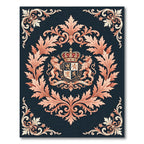 Crimson Ornate Crest Leaf Arrangement Rug