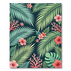 Lush Tropical Hibiscus Coral Foliage Rug