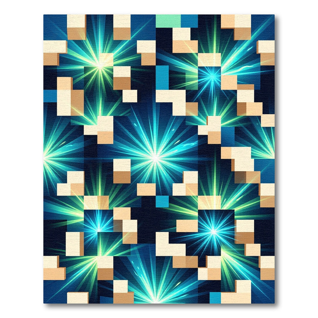 Abstract Blue Radiant Blocks Rug