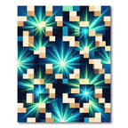 Abstract Blue Radiant Blocks Rug