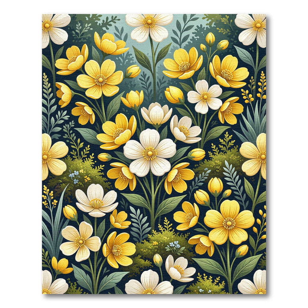Radiant Yellow White Wildflower Meadow Rug