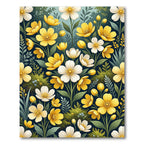 Radiant Yellow White Wildflower Meadow Rug