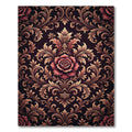 Rich Crimson Rose Damask Floral Rug
