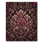 Rich Crimson Rose Damask Floral Rug