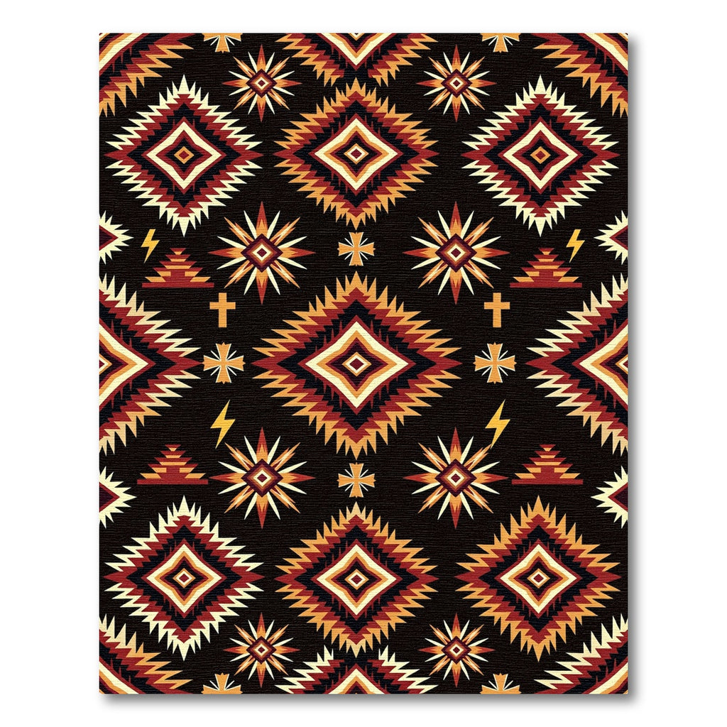 Bold Earth Tone Diamond Star Folk Rug