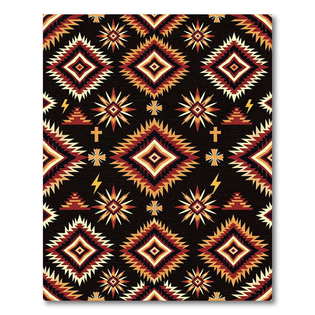 Bold Earth Tone Diamond Star Folk Rug