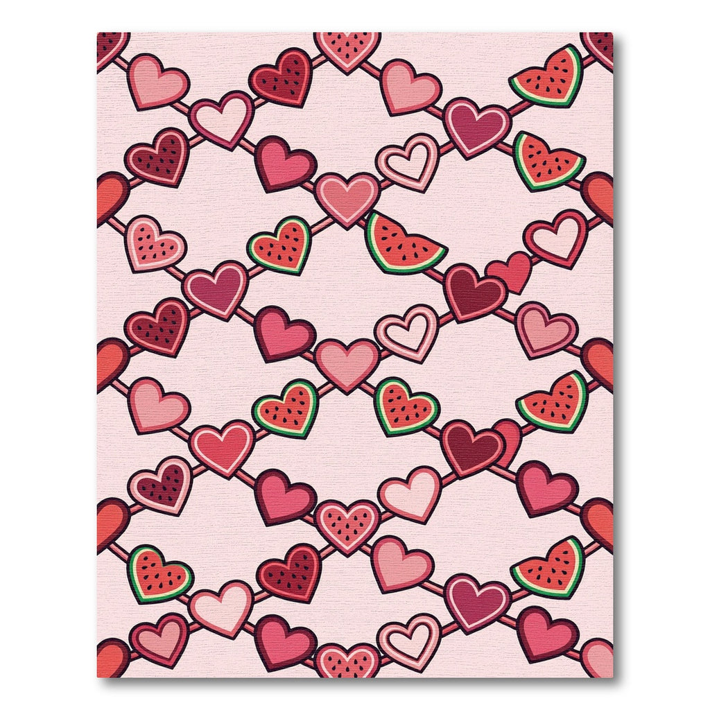 Pink Hearts Watermelon Garland Rug