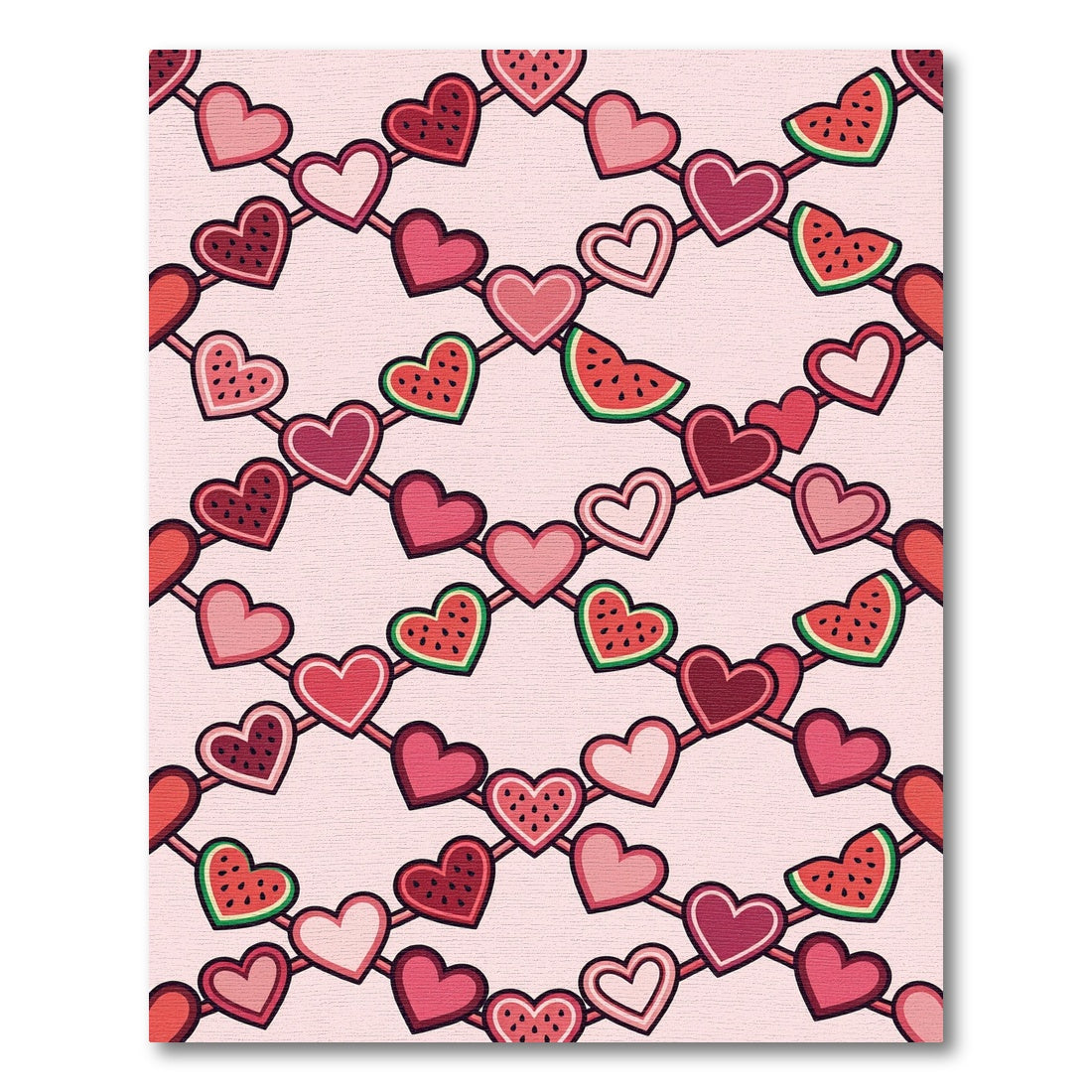 Pink Hearts Watermelon Garland Rug