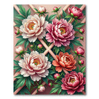 Pink Coral Peony Blossom Garden Rug