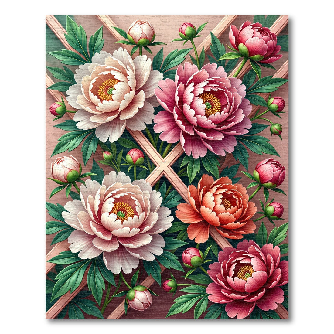 Pink Coral Peony Blossom Garden Rug