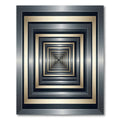 Modern Metallic Golden Silver Geometric Tunnel Rug