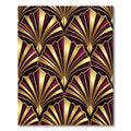Deep Burgundy Gold Fan Art Deco Rug